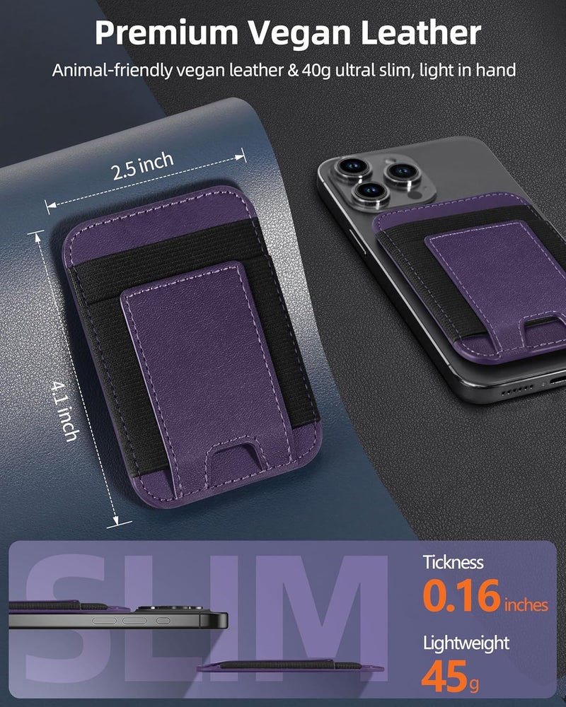 ExtreLife Upgraded for Magsafe Wallet, Strongest Magnetic Wallet for iPhone 17/16/15/14/13/12 Series, Magnetic Card Holder, Vegan Leather, Fit 7 Cards, Luxury Purple - Image 5